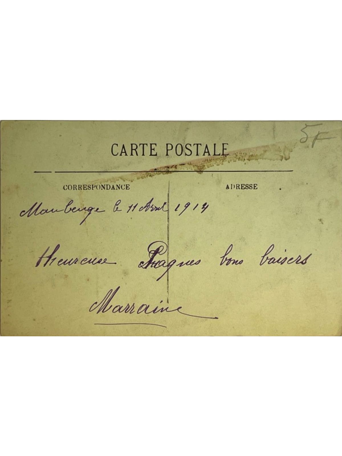 Verso de la carte postale