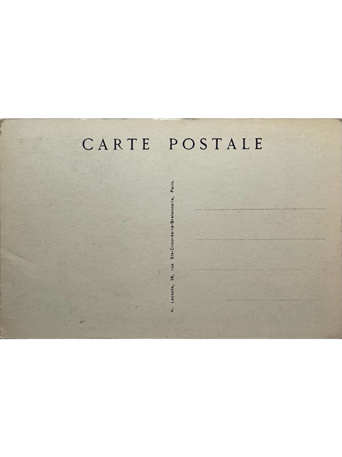 Verso de la carte postale