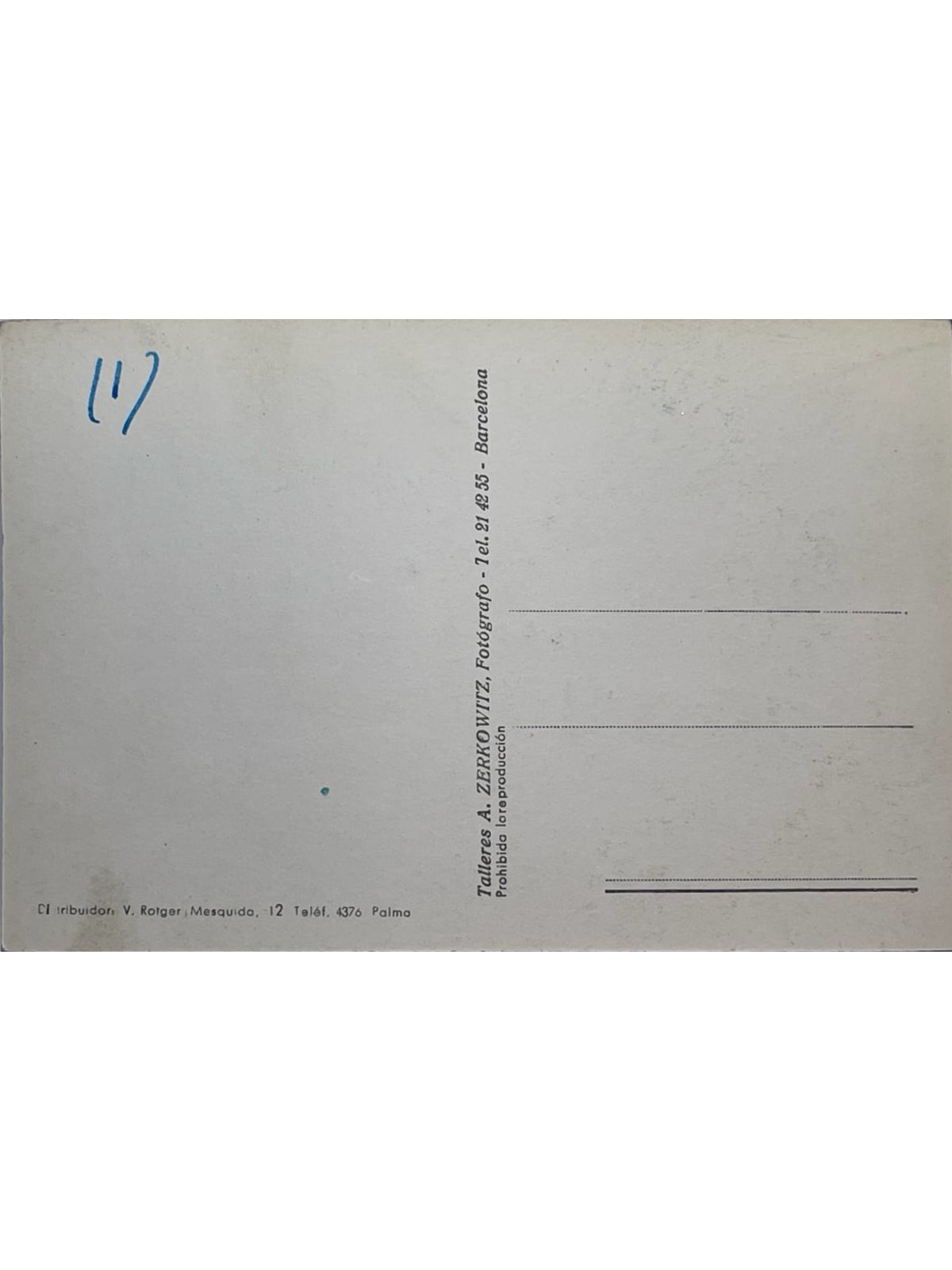 Verso de la carte postale