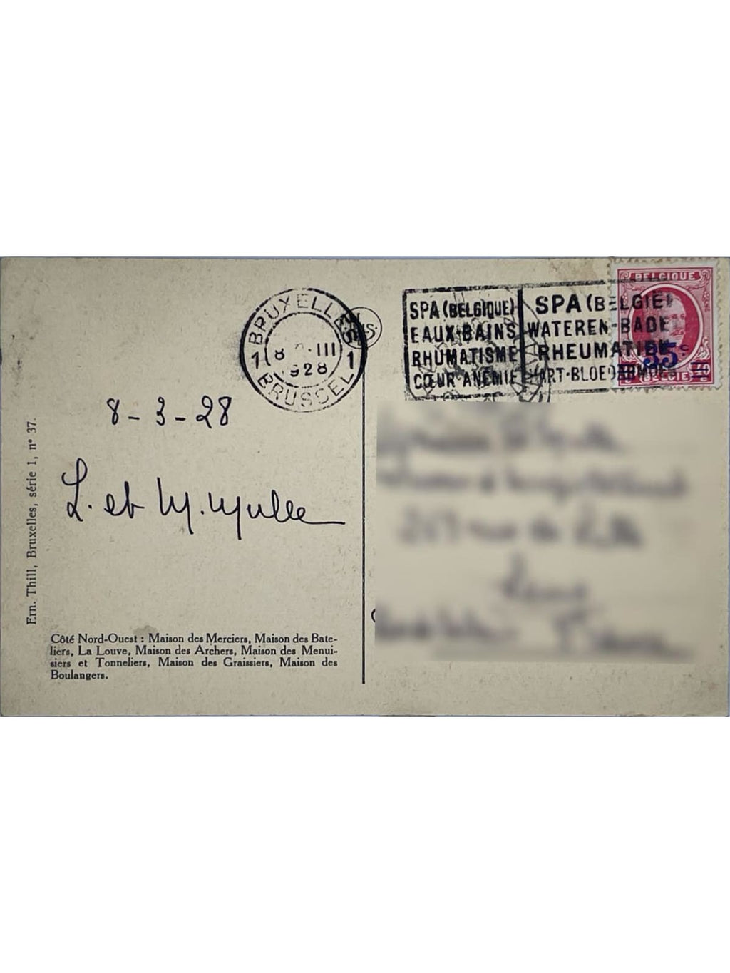 Verso de la carte postale