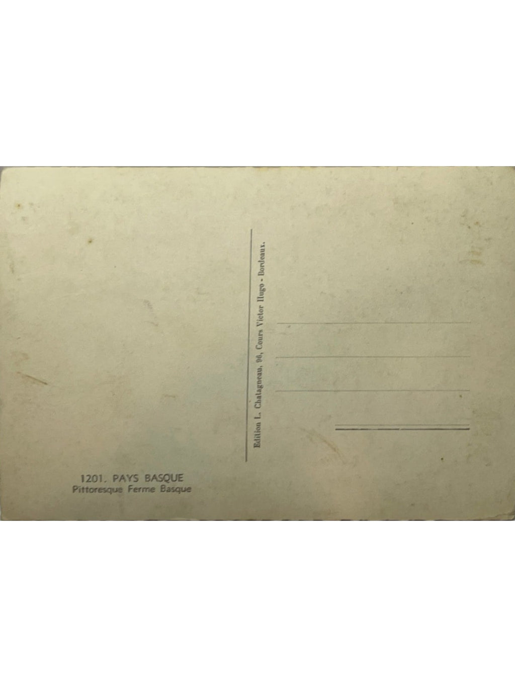 Verso de la carte postale
