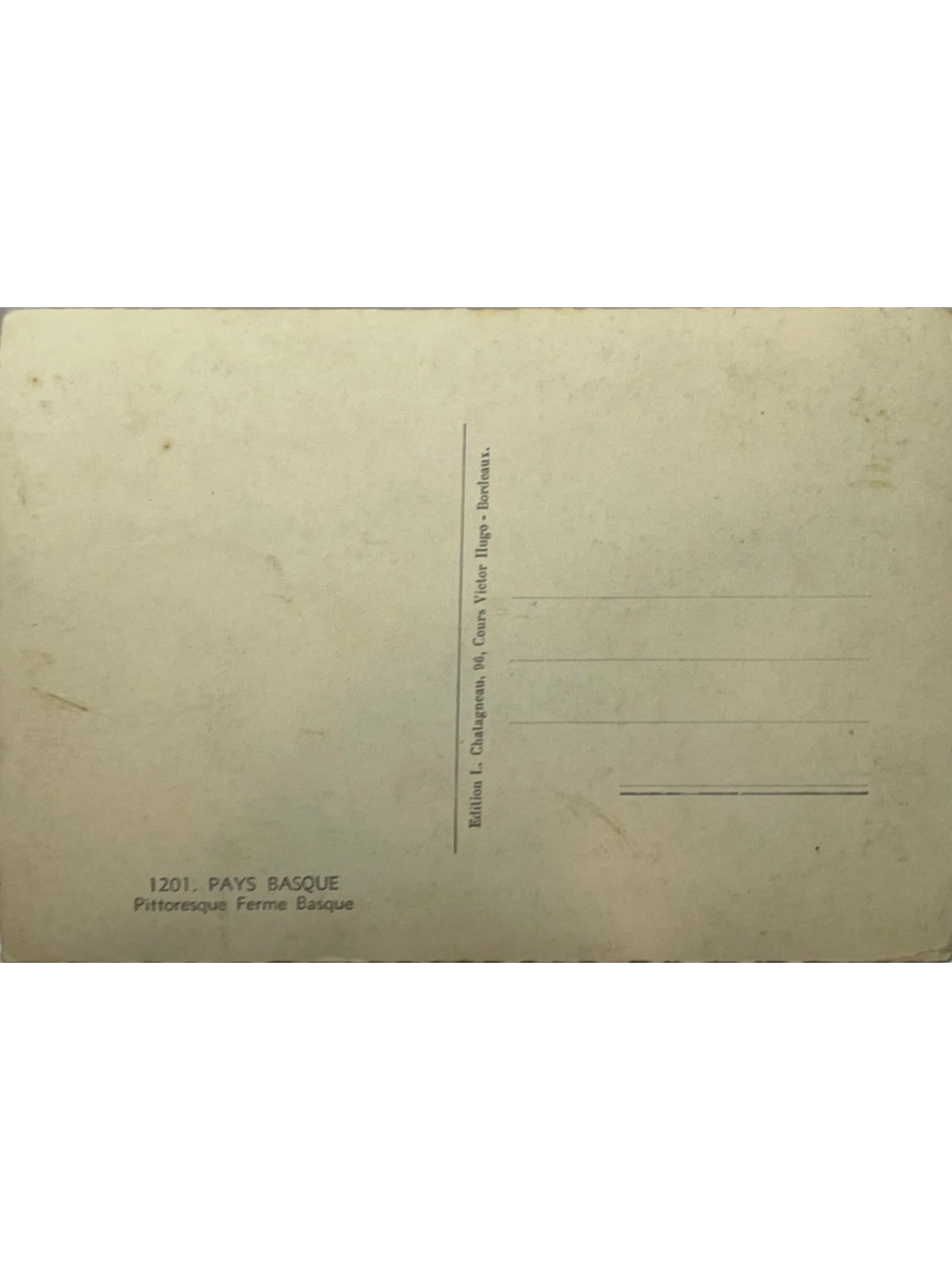 Verso de la carte postale