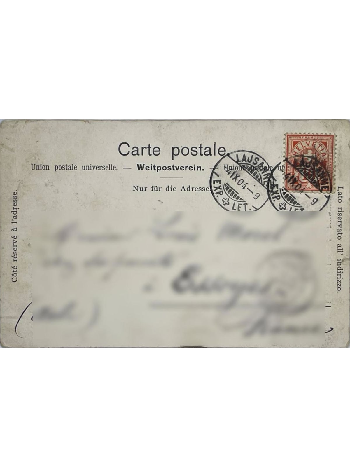 Verso de la carte postale