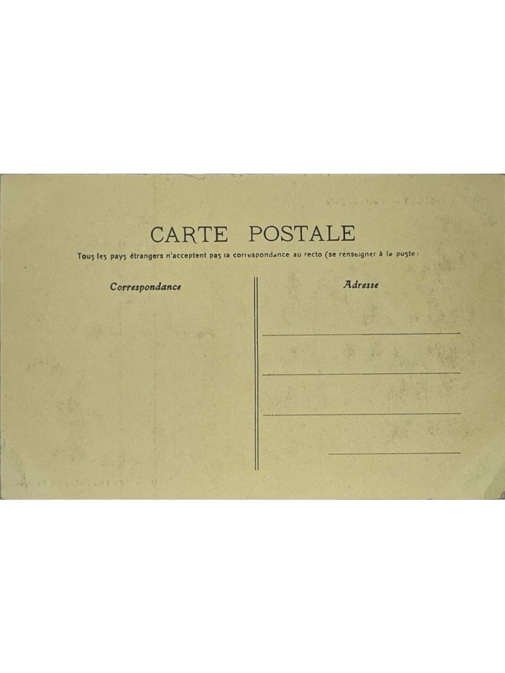 Verso de la carte postale