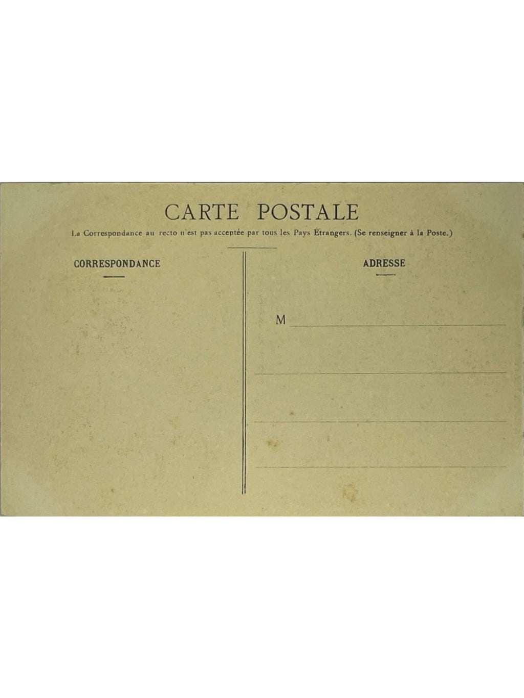 Verso de la carte postale