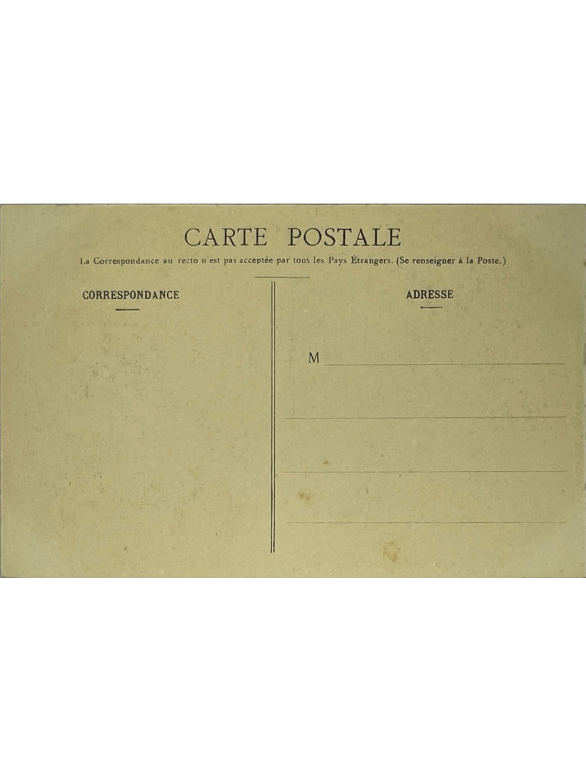 Verso de la carte postale