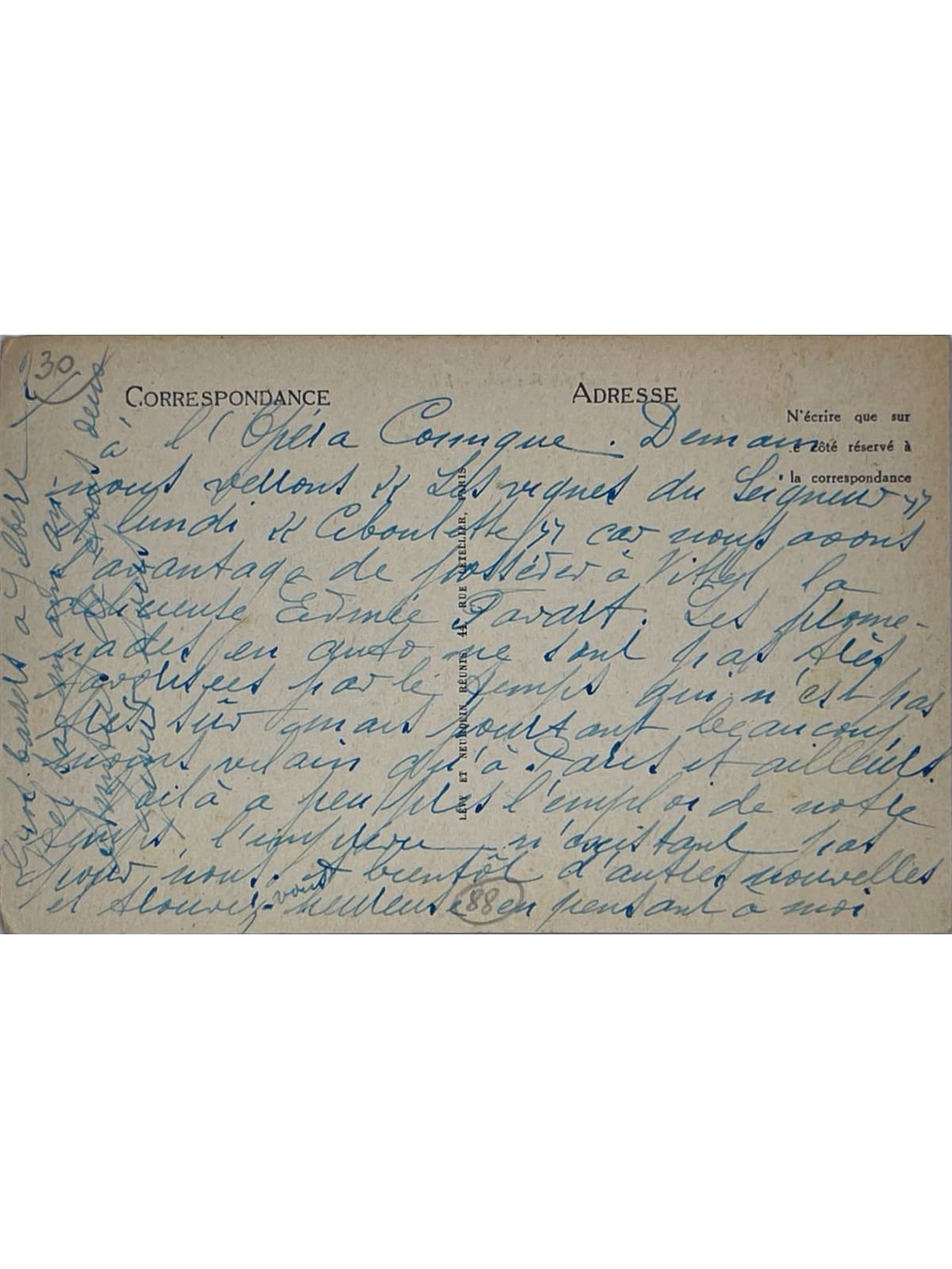 Verso de la carte postale
