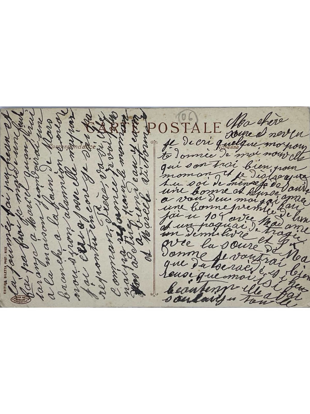 Verso de la carte postale