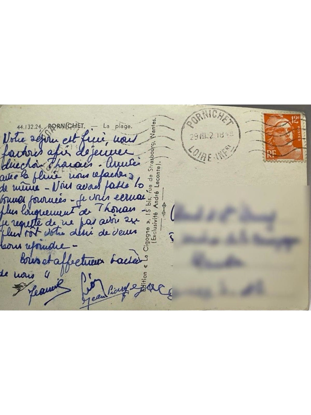 Verso de la carte postale