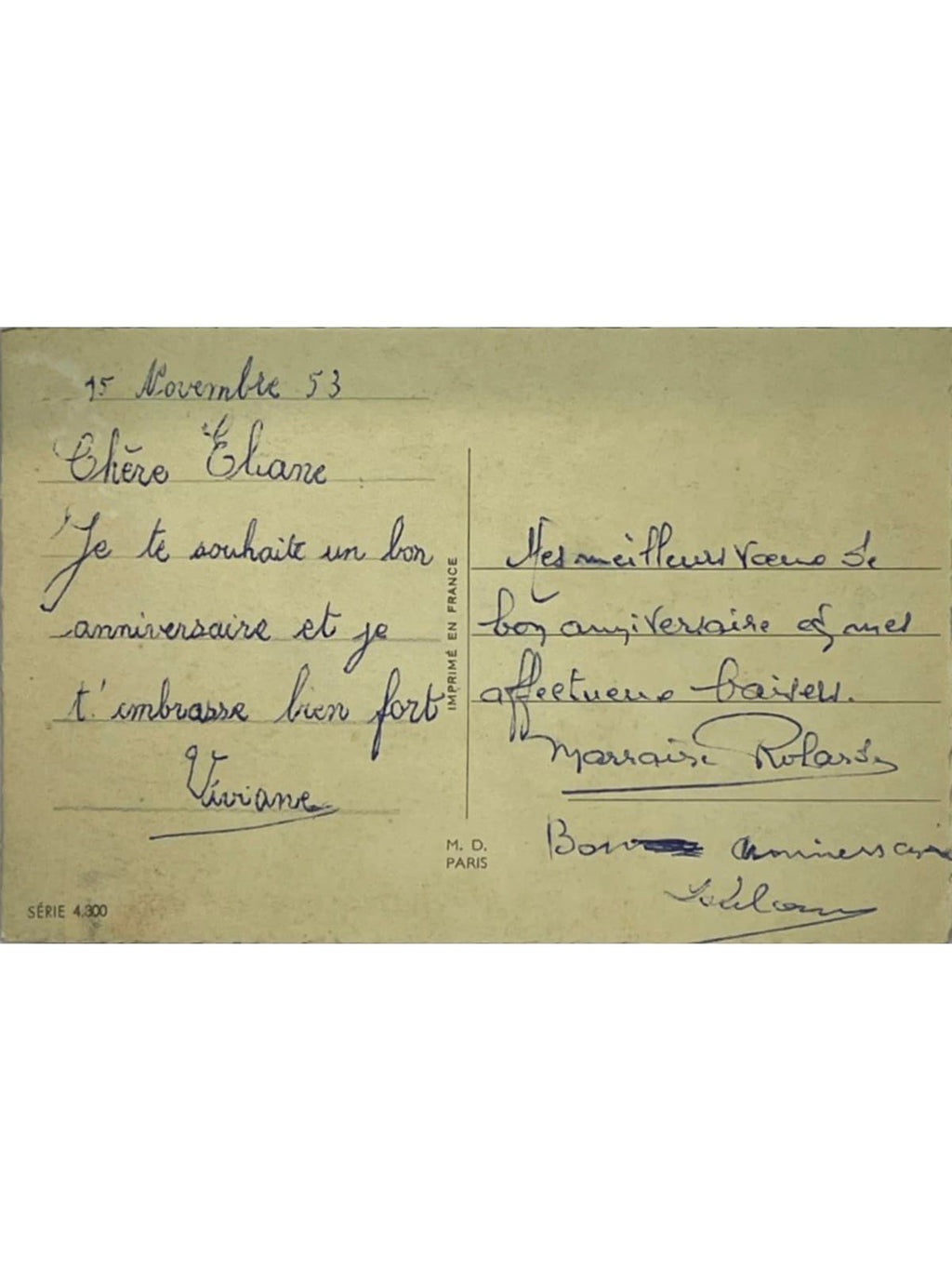 Verso de la carte postale