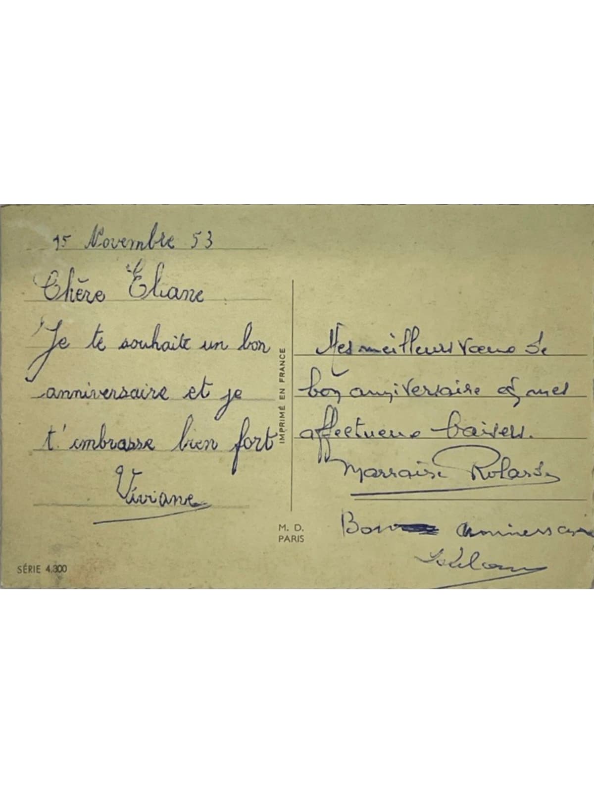 Verso de la carte postale