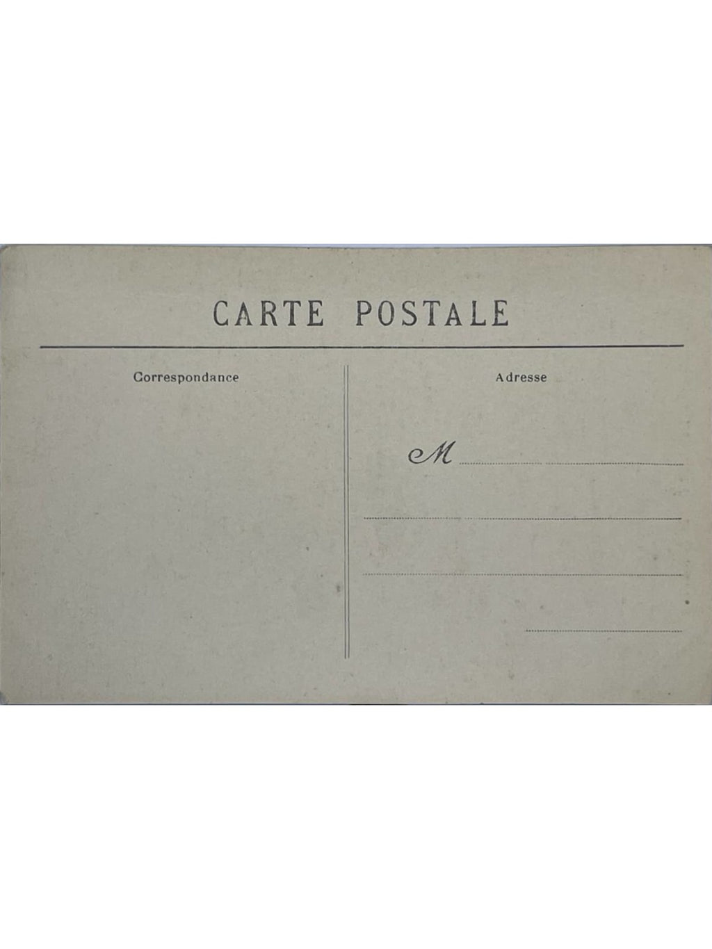 Verso de la carte postale