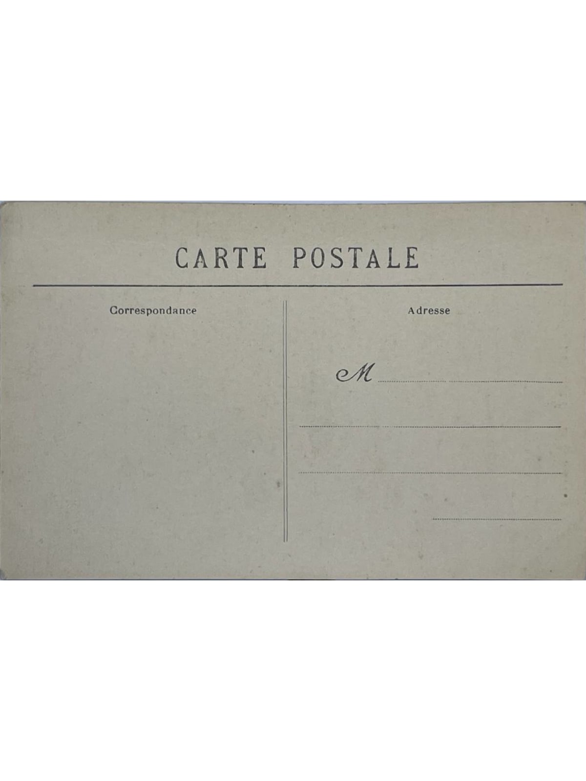 Verso de la carte postale