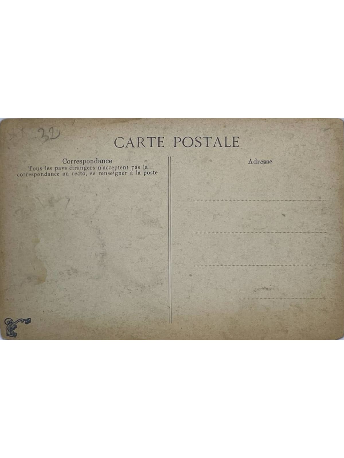 Verso de la carte postale