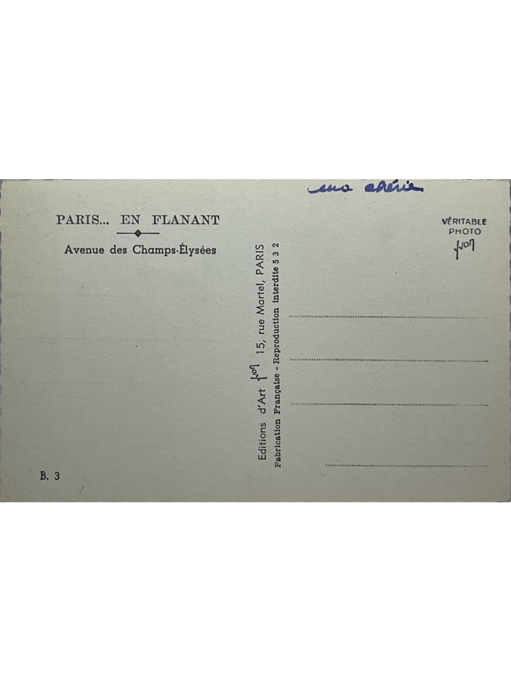 Verso de la carte postale