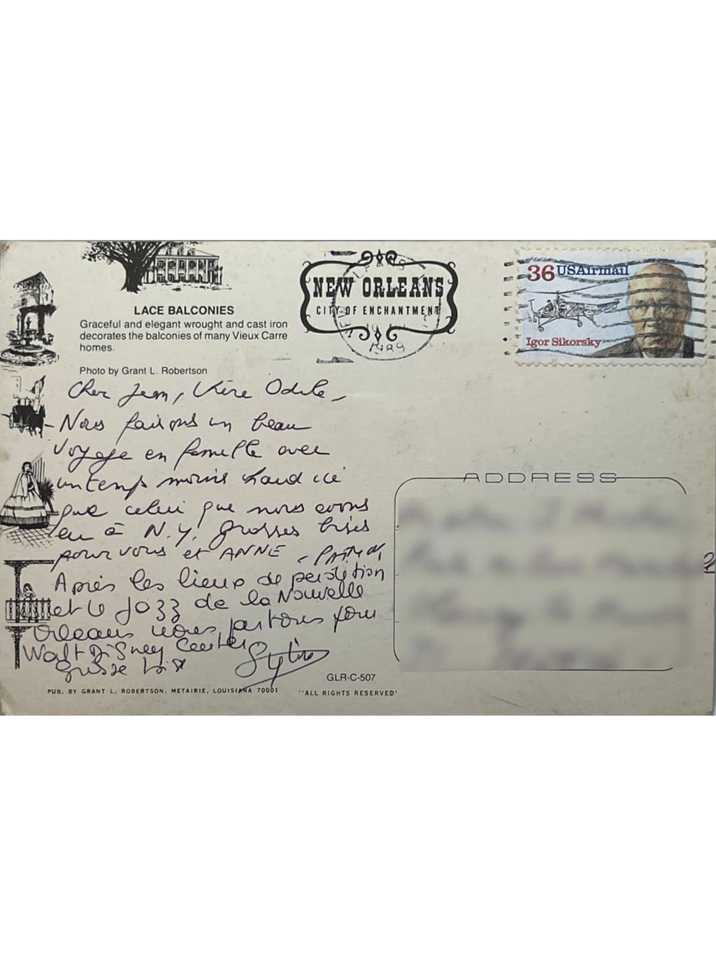 Verso de la carte postale