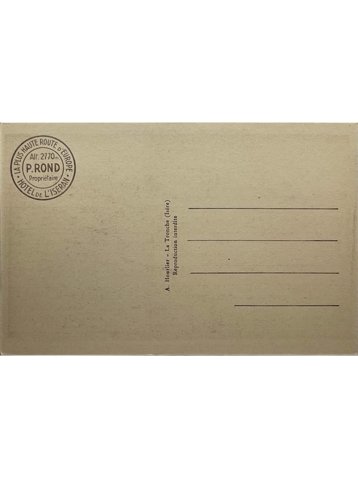 Verso de la carte postale
