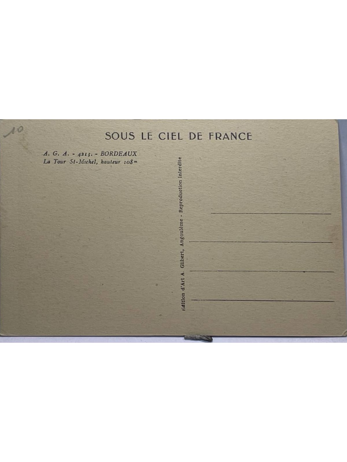 Verso de la carte postale