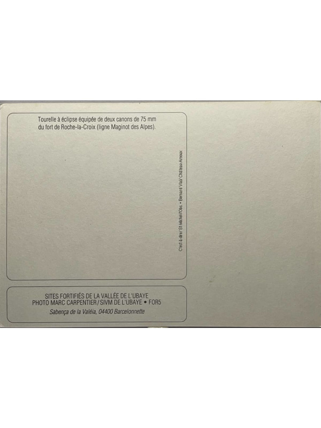 Verso de la carte postale
