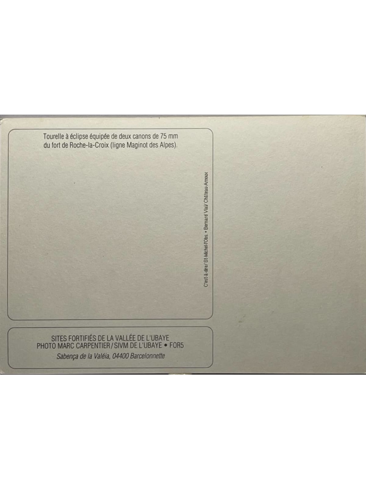 Verso de la carte postale