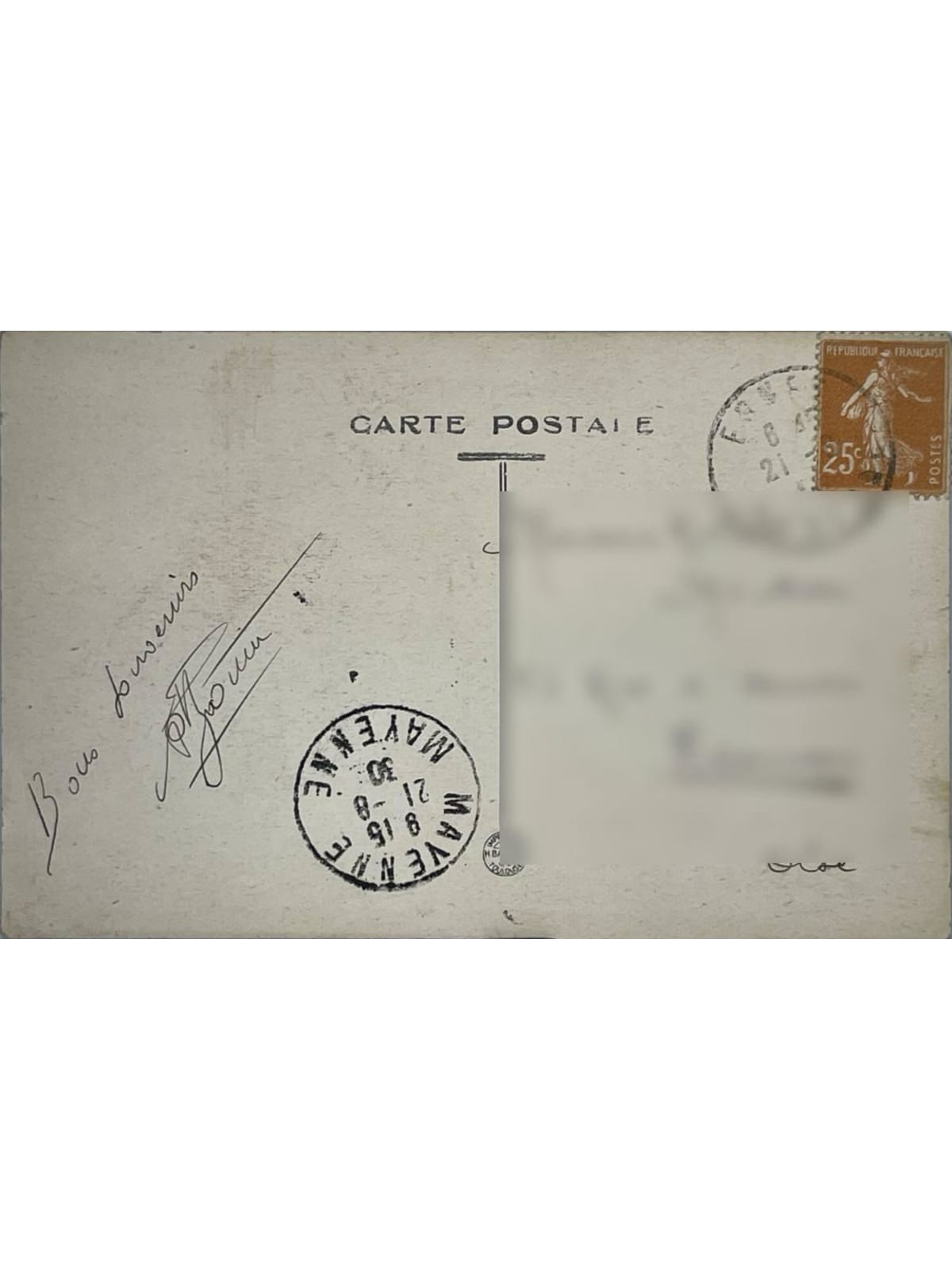 Verso de la carte postale