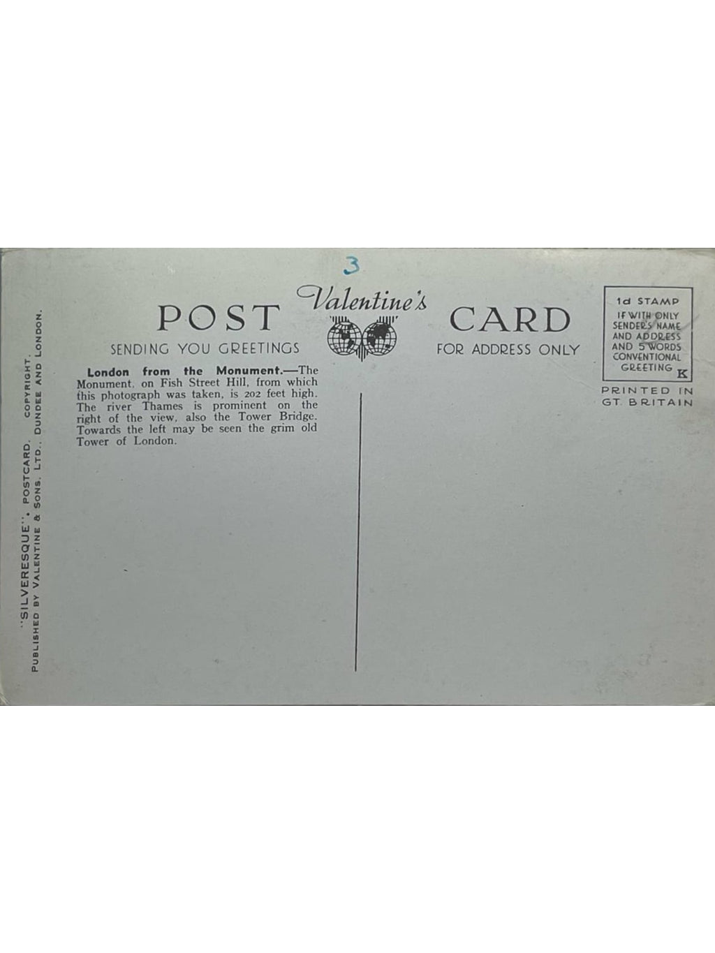 Verso de la carte postale