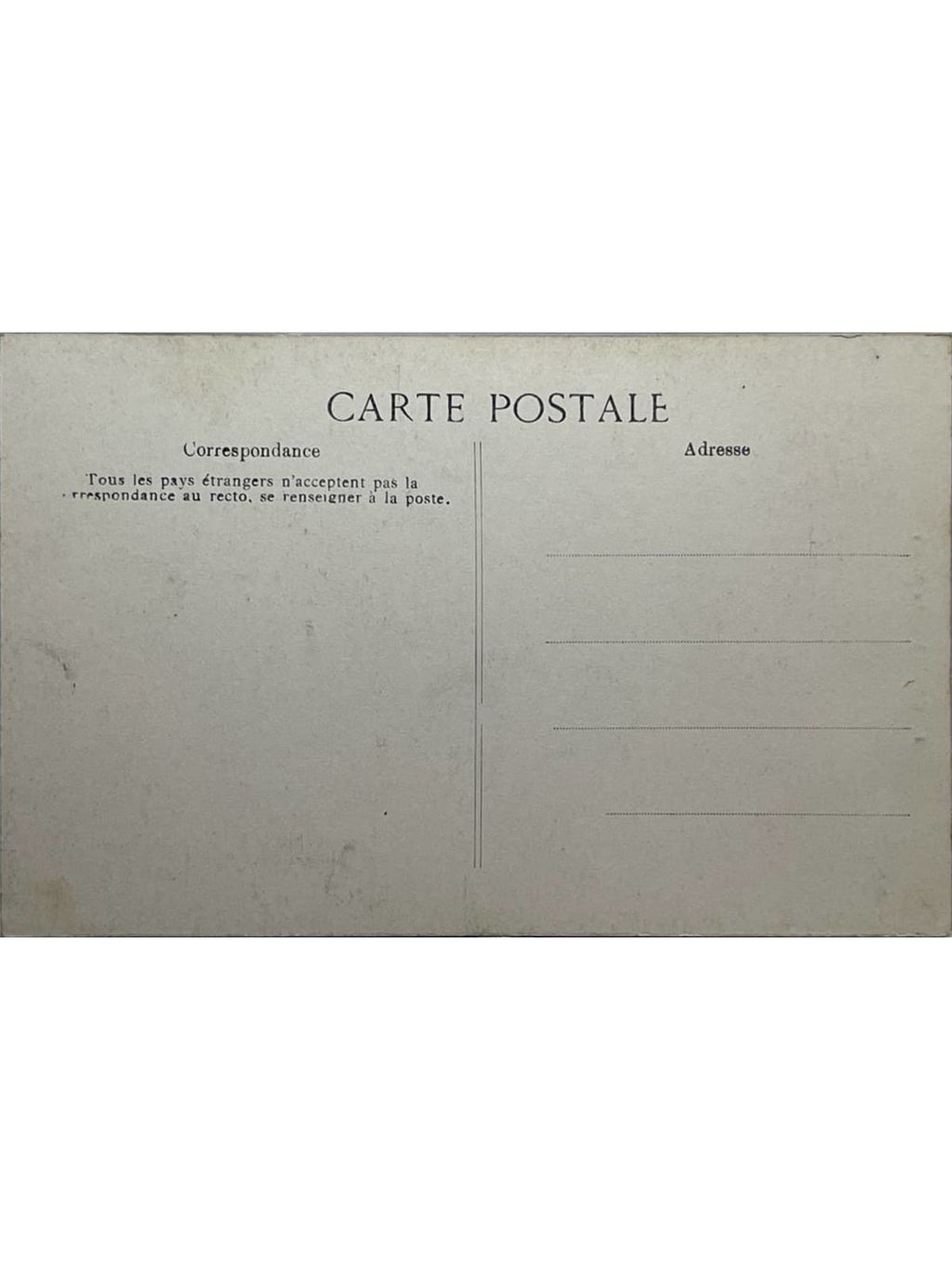 Verso de la carte postale