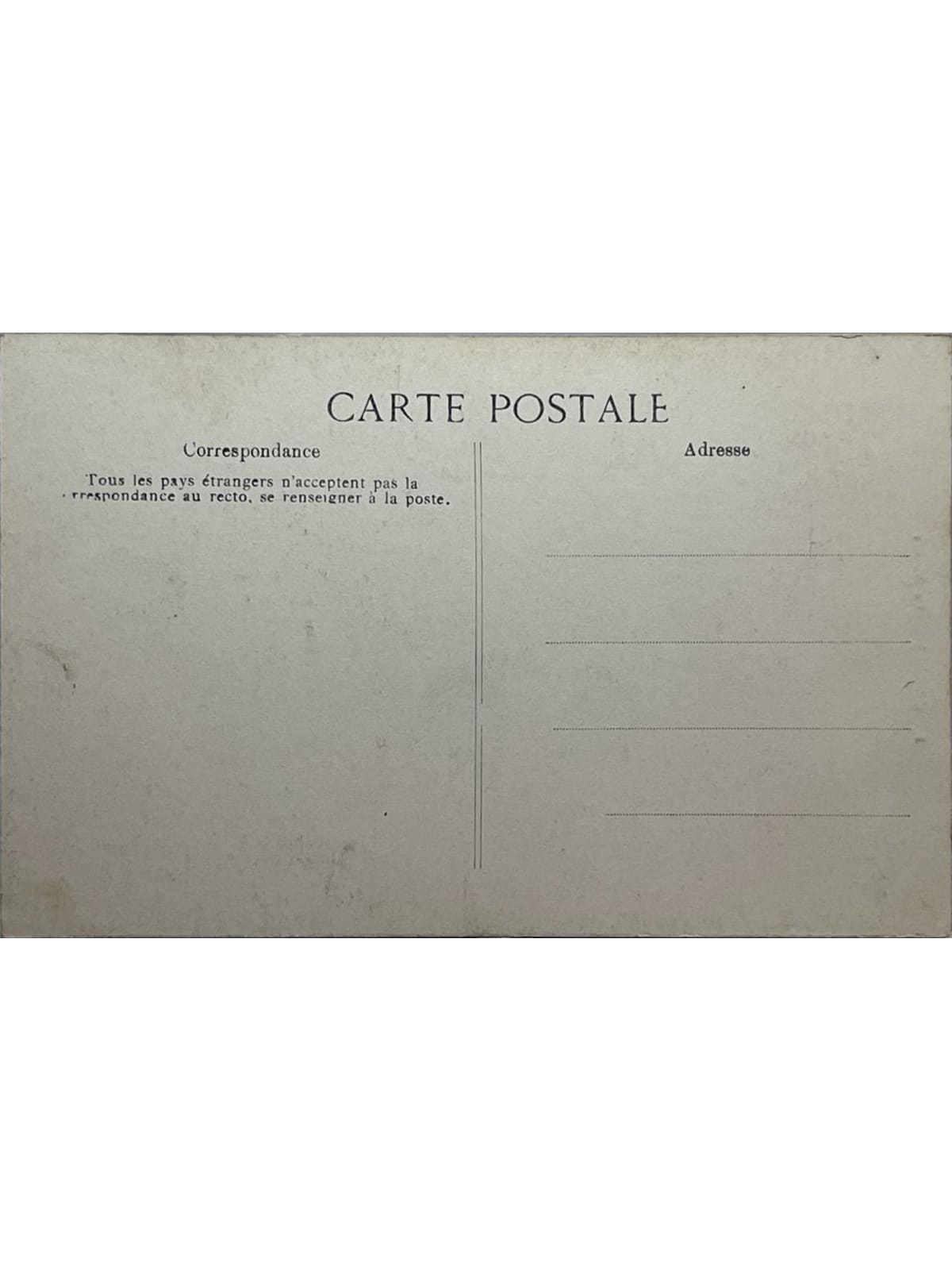 Verso de la carte postale