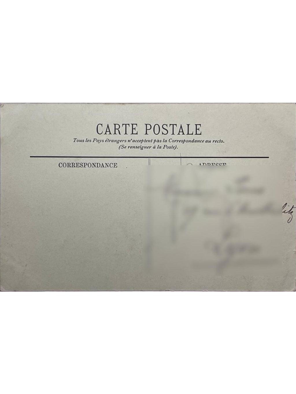 Verso de la carte postale