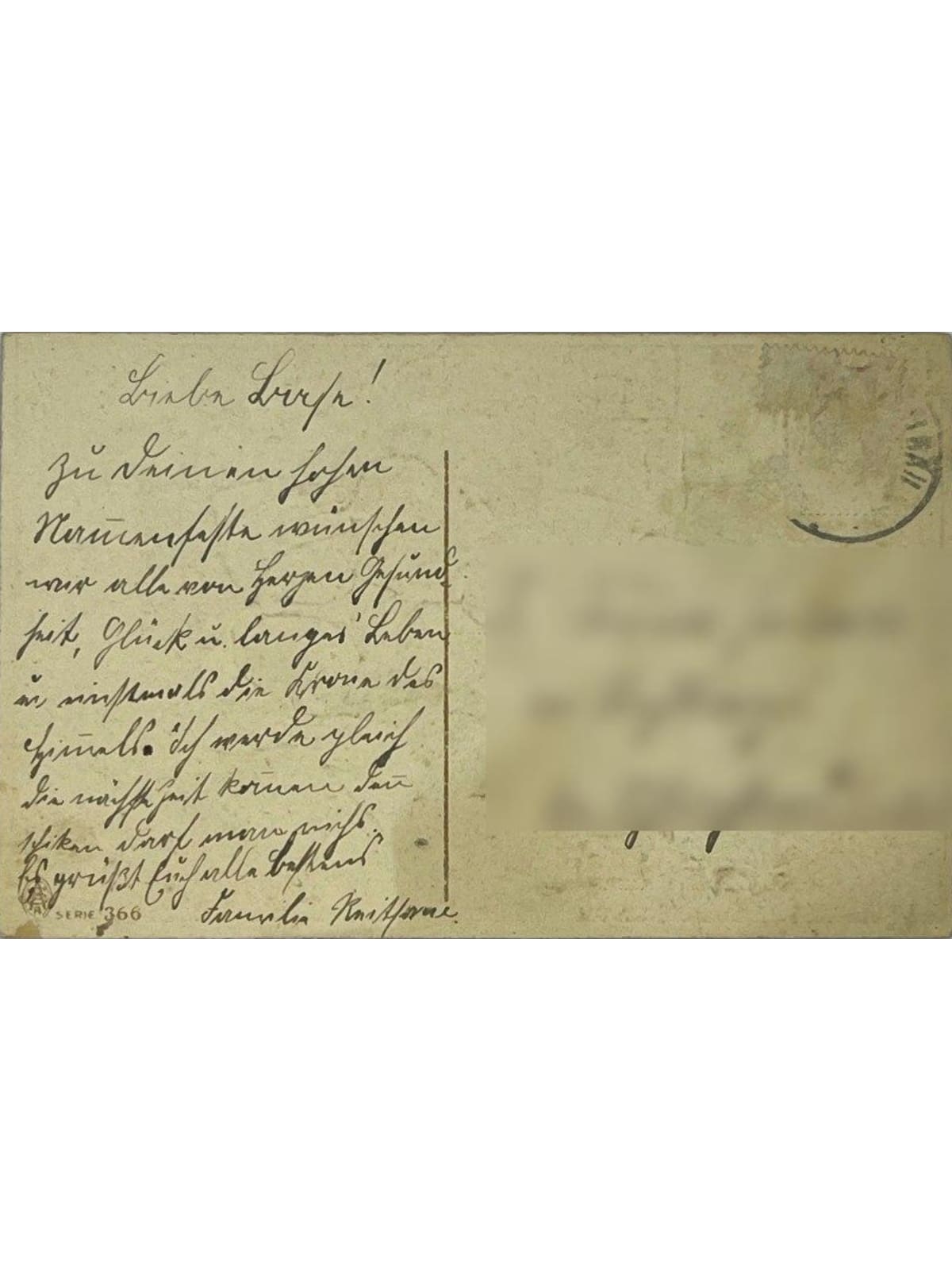 Verso de la carte postale