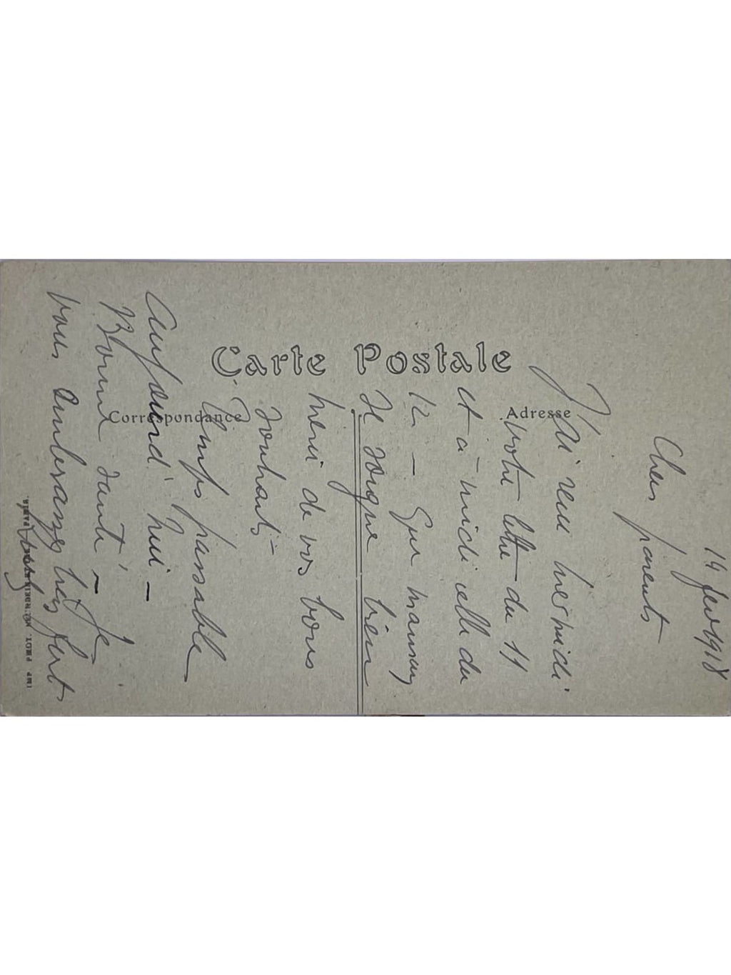 Verso de la carte postale