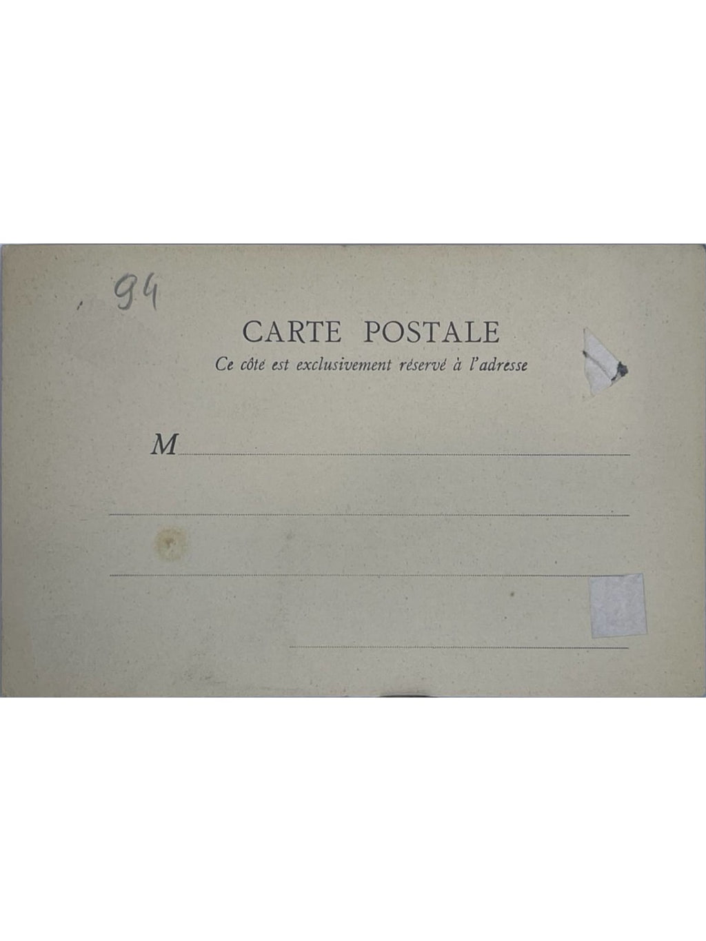 Verso de la carte postale