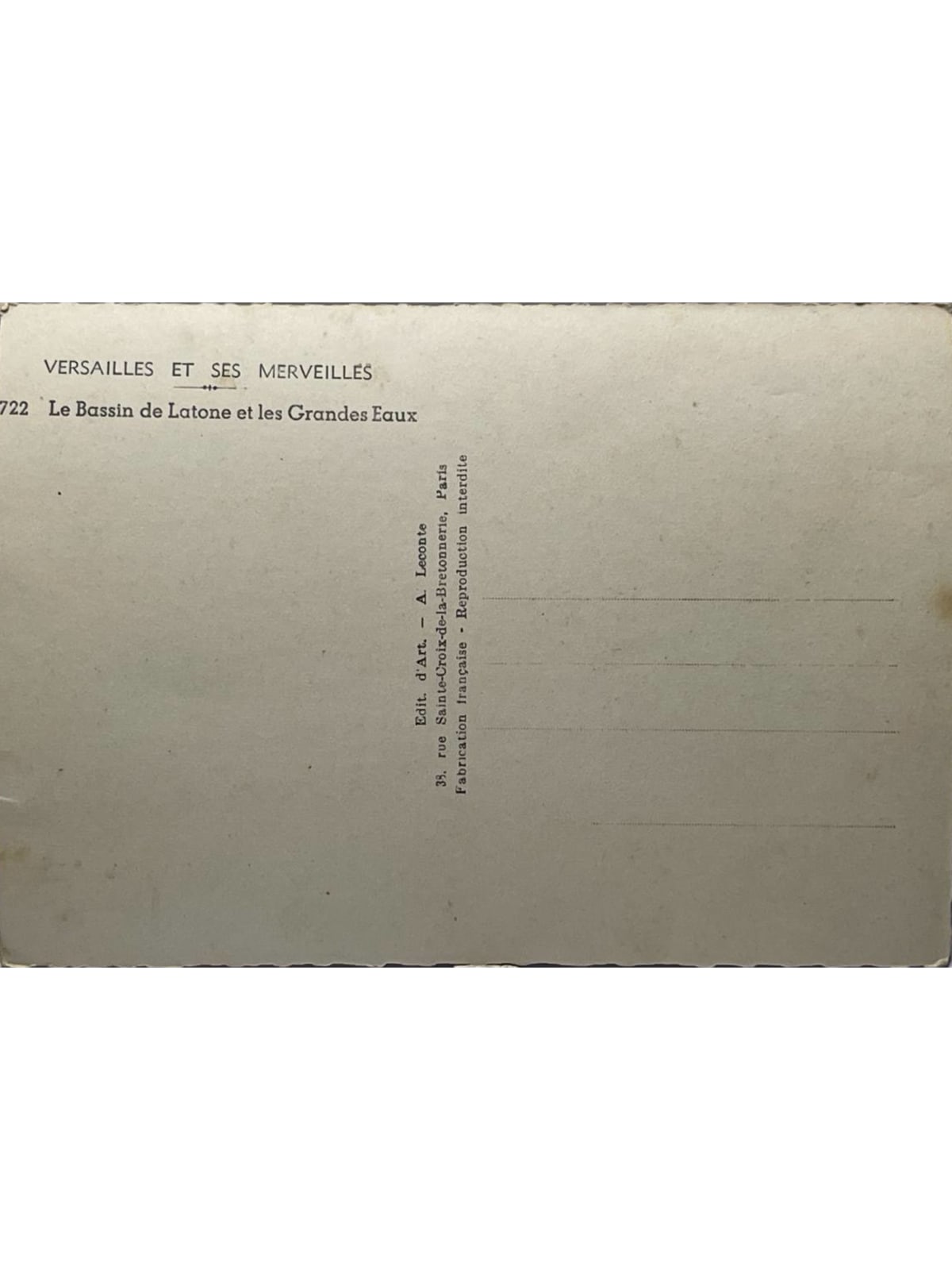Verso de la carte postale