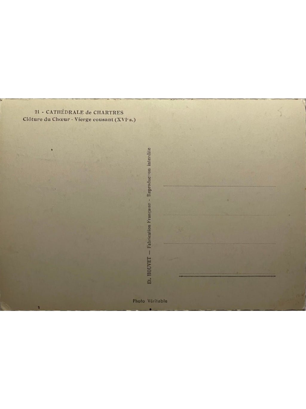 Verso de la carte postale