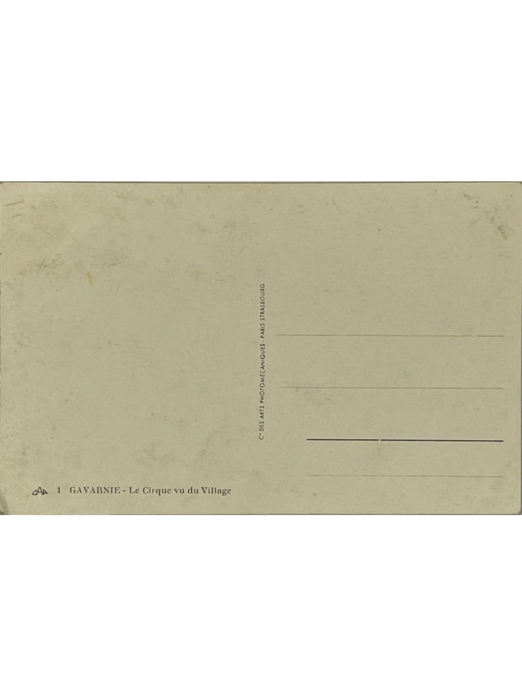 Verso de la carte postale