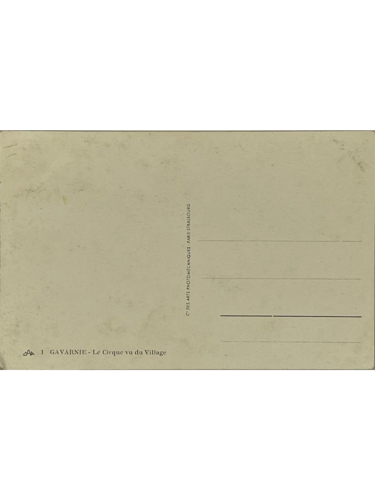 Verso de la carte postale