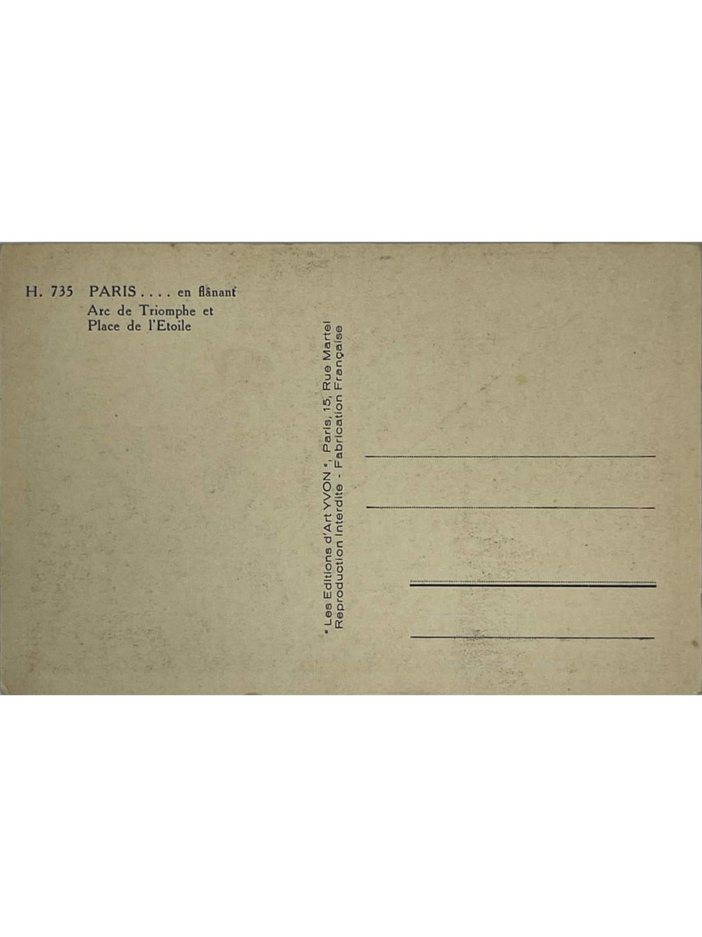 Verso de la carte postale