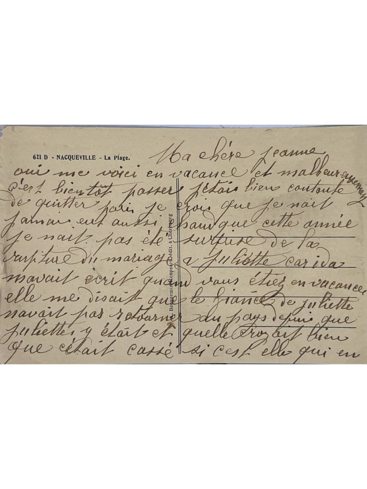 Verso de la carte postale