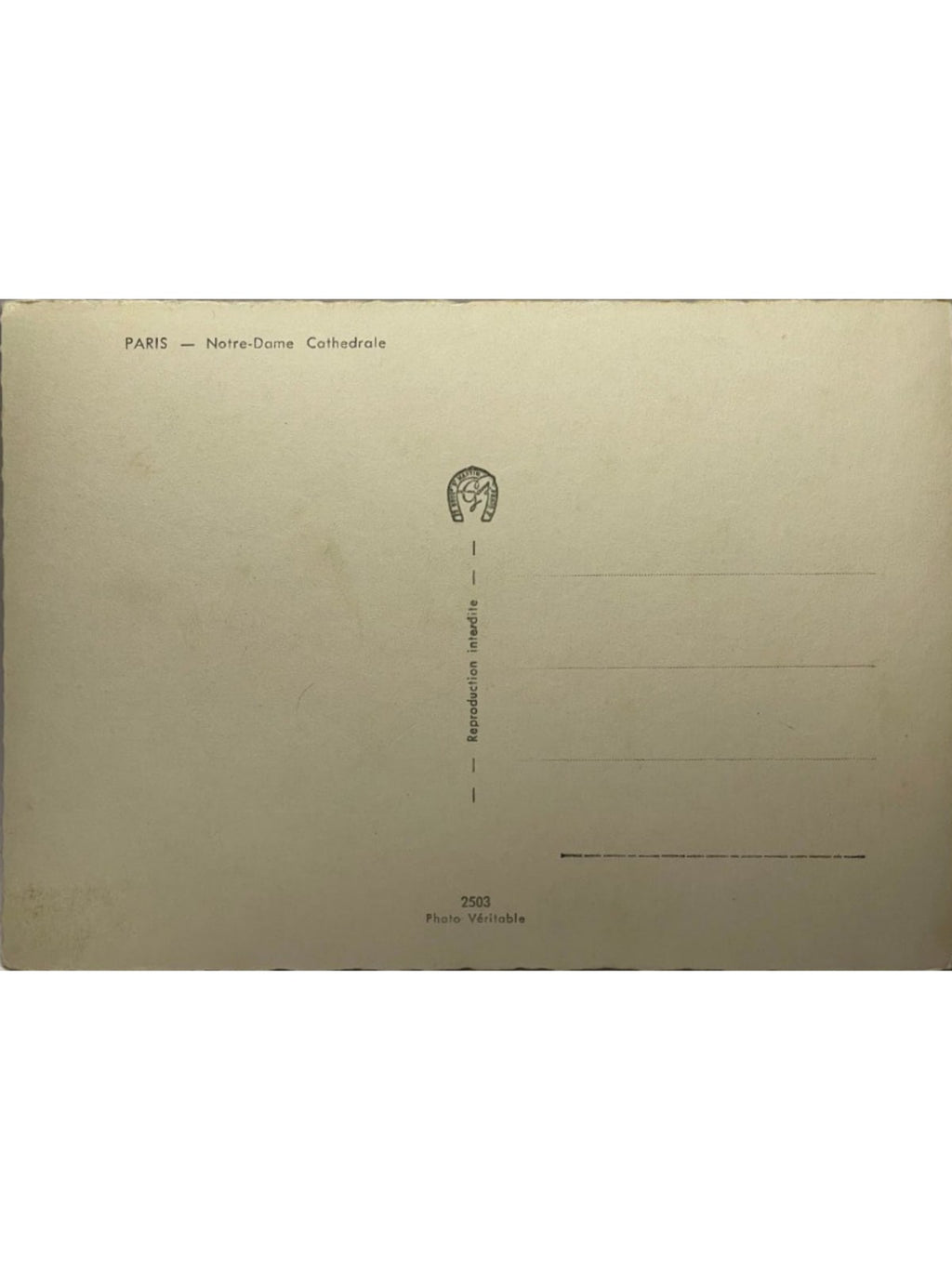 Verso de la carte postale