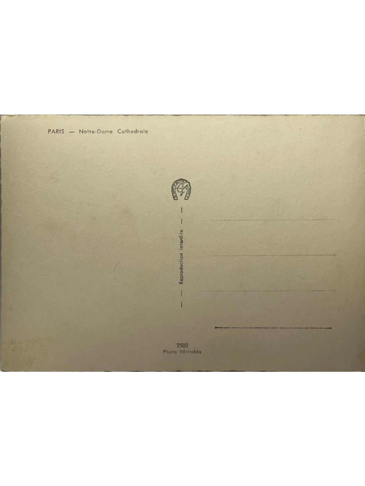 Verso de la carte postale