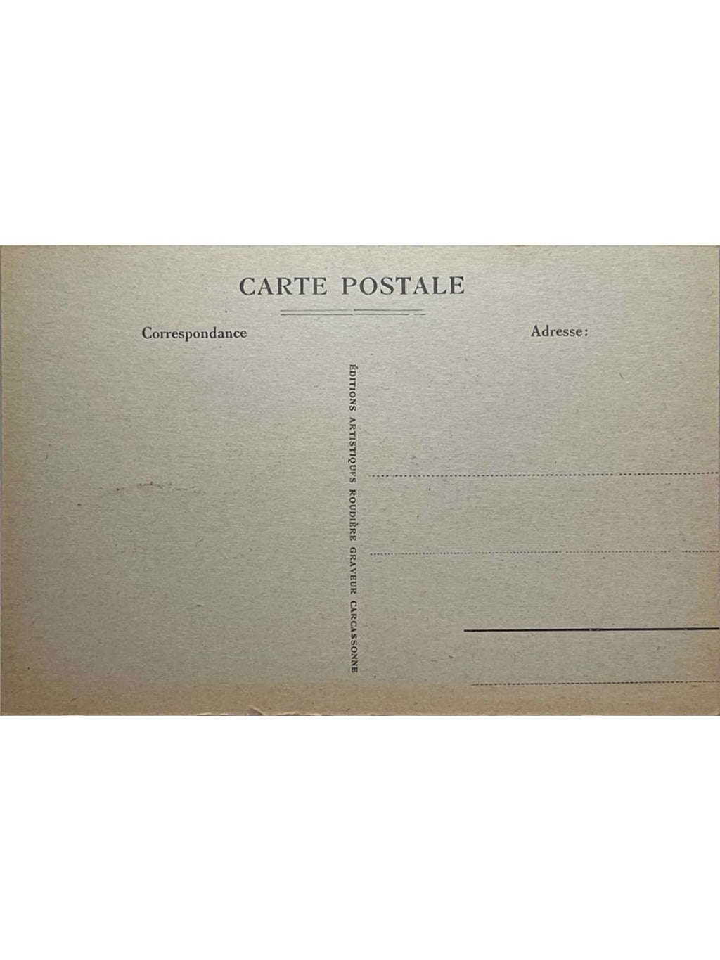 Verso de la carte postale