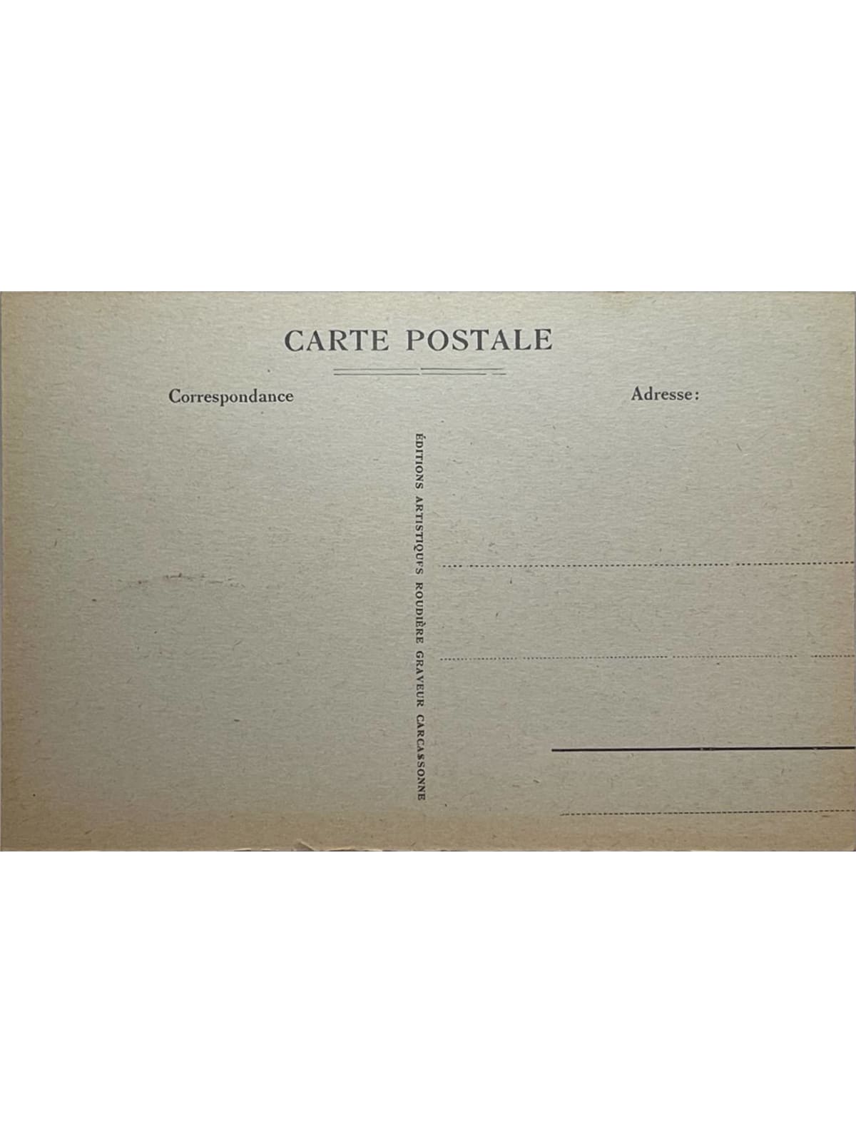 Verso de la carte postale