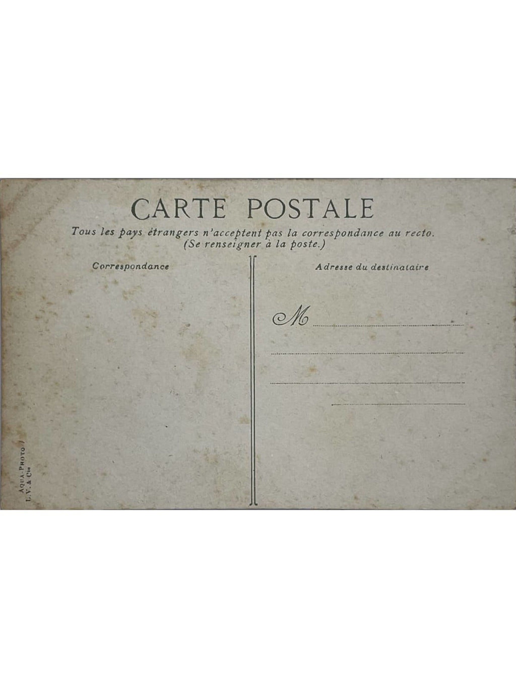 Verso de la carte postale