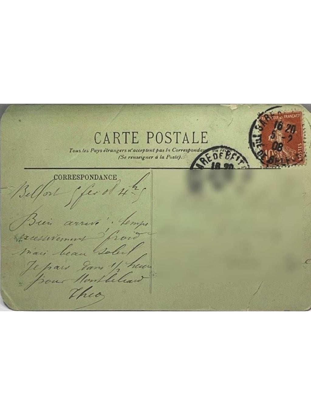 Verso de la carte postale