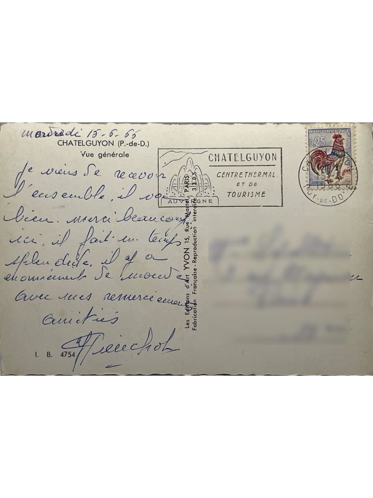 Verso de la carte postale