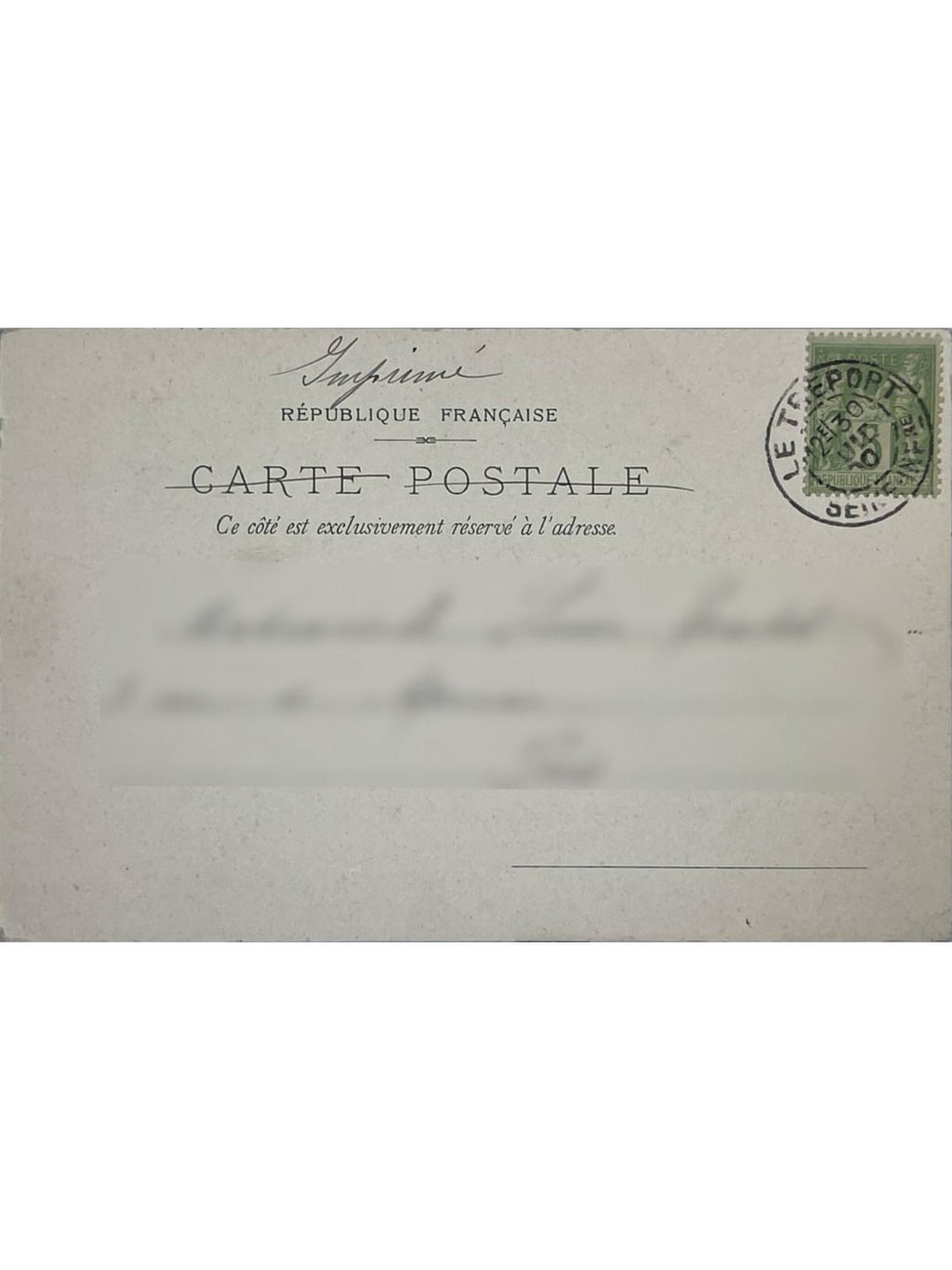 Verso de la carte postale