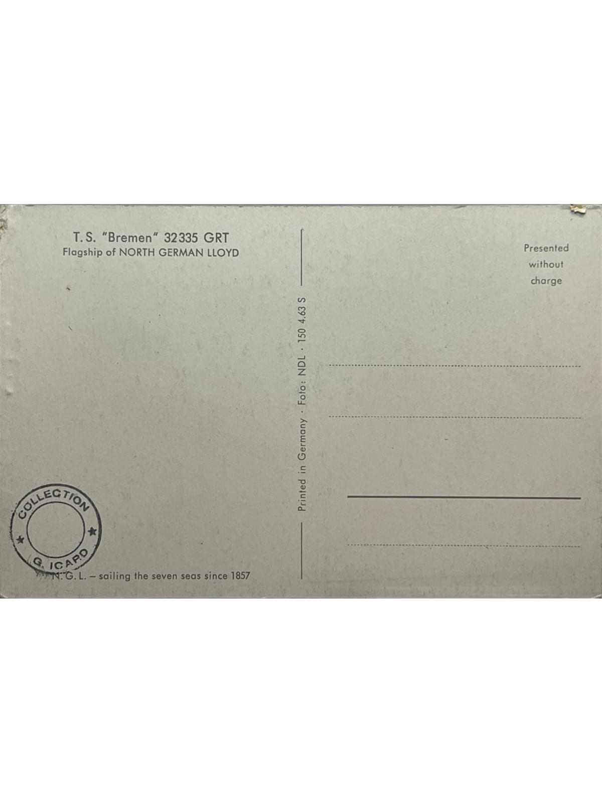 Verso de la carte postale
