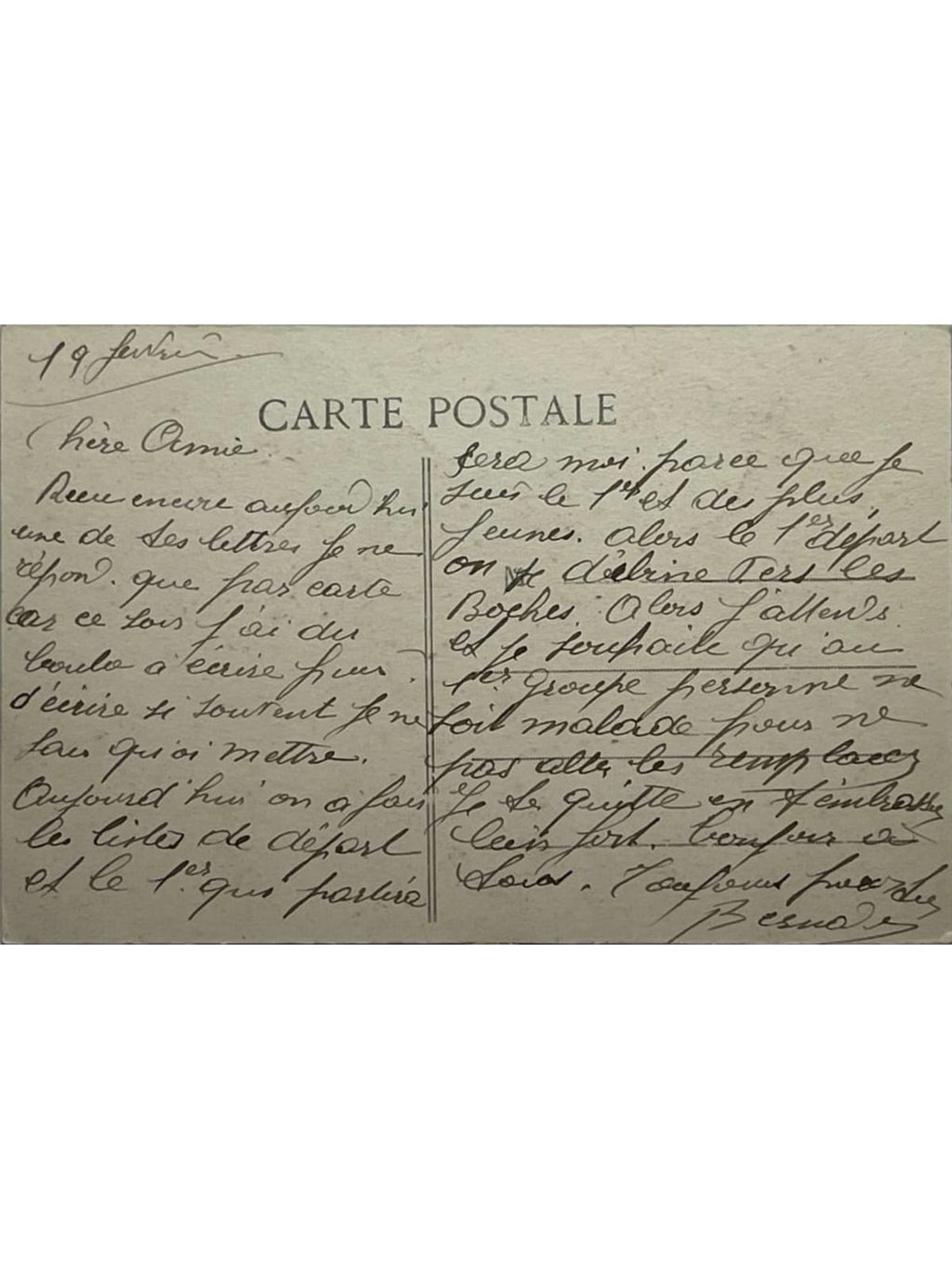 Verso de la carte postale