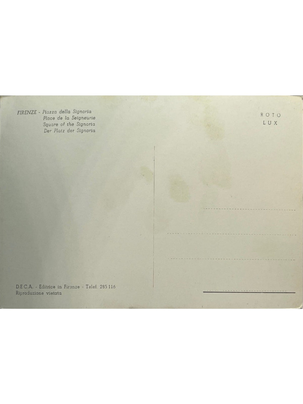 Verso de la carte postale