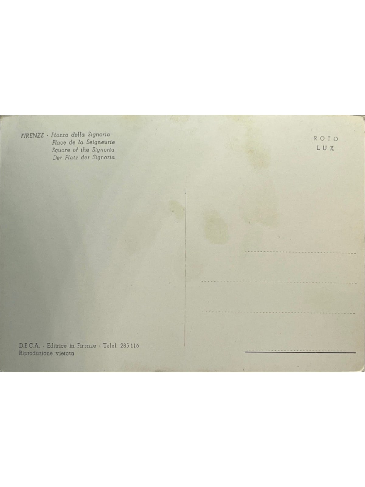 Verso de la carte postale